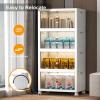imageExtra Large Stackable Storage Bins with Lids ampamp Wheels ampamp Door 448QT112QT28GAL4Pack Foldable Collapsible Closet Organizers Plastic containers drawers for bedroom DormWhite112QT