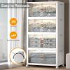 imageExtra Large Stackable Storage Bins with Lids ampamp Wheels ampamp Door 448QT112QT28GAL4Pack Foldable Collapsible Closet Organizers Plastic containers drawers for bedroom DormWhite160QT