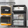 imageExtra Large Stackable Storage Bins with Lids ampamp Wheels ampamp Door 448QT112QT28GAL4Pack Foldable Collapsible Closet Organizers Plastic containers drawers for bedroom DormDark160QT
