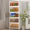 imageExtra Large Stackable Storage Bins with Lids ampamp Wheels ampamp Door 448QT112QT28GAL4Pack Foldable Collapsible Closet Organizers Plastic containers drawers for bedroom DormWhite112QT