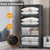 imageExtra Large Stackable Storage Bins with Lids ampamp Wheels ampamp Door 448QT112QT28GAL4Pack Foldable Collapsible Closet Organizers Plastic containers drawers for bedroom DormDark160QT