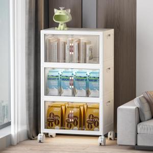 imageExtra Large Stackable Storage Bins with Lids ampamp Wheels ampamp Door 448QT112QT28GAL4Pack Foldable Collapsible Closet Organizers Plastic containers drawers for bedroom DormWhite52QT