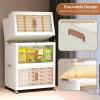 image570Qt140Gal Large Stackable Storage Bins with Lids and Divider 3Pack Collapsible Drawers with Doors Foldable Cabinet with Wheels Plastic Closet Organizers and Containers for Home DormWhite95qt23gal