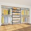 imageTimate P3 Expandable Wall Mounted Clothes Rack with 6 Adjustable Shelves ampamp 4 Expandable Hanger Rods Heavy Duty Industrial Pipe Clothing Rack for Hanging Clothes Fits Spaces 511quot 810quot BlackBlack