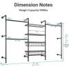imageTimate X3 Expandable Heavy Duty Clothes Rack Wall Mounted Clothing Rack for Hanging Clothes Industrial Pipe Closet System for Walk in Closet Kit Wall Mount Clothes Rack with Basket Black Wall ClosetBlack