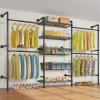 imageTimate X3 Expandable Heavy Duty Clothes Rack Wall Mounted Clothing Rack for Hanging Clothes Industrial Pipe Closet System for Walk in Closet Kit Wall Mount Clothes Rack with Basket Black Wall ClosetBlack