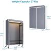 imageVIPEK R3L Garment Rack Rolling Clothes Rack with Dimmable Led Light Portable Closet for Hanging Clothes Heavy Duty Wardrobe with Wheels ampamp Side Hooks Clothing Rack with Adjustable Shelves BlackBlack Rack with Grey Cover