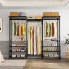 imageVIPEK S3i Heavy Duty Garment Rack with Adjustable Shoe Rack Wire Shelf Large Wardrobe Closet Organizer Storage Freestanding Clothes Rack with Hanging Rod Custom Closet Rack BlackBlack