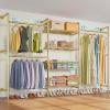 imageTimate X3 Expandable Heavy Duty Clothes Rack Wall Mounted Clothing Rack for Hanging Clothes Industrial Pipe Closet System for Walk in Closet Kit Wall Mount Clothes Rack with Basket Black Wall ClosetGold