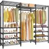 imageVIPEK S3i Heavy Duty Garment Rack with Adjustable Shoe Rack Wire Shelf Large Wardrobe Closet Organizer Storage Freestanding Clothes Rack with Hanging Rod Custom Closet Rack BlackBlack