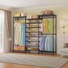 imageVIPEK S4 Heavy Duty Clothes Rack with Shoe Shelves Freestanding Clothing Rack with 6Tier Shoe Rack 4 Hanging Rod Adjustable Shelf Walk in Closet Organizer Garment Rack BlackBlack