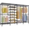 imageVIPEK S4 Heavy Duty Clothes Rack with Shoe Shelves Freestanding Clothing Rack with 6Tier Shoe Rack 4 Hanging Rod Adjustable Shelf Walk in Closet Organizer Garment Rack BlackBlack