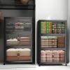 image:imageExtra Large Stackable Storage Bins Lockable Storage Bins with Lids Folding Storage box with Doors and Wheels Collapsible Plastic Drawers for Home Garage Office 4 Black MediumBlack