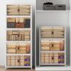 image:imageExtra Large Stackable Storage Bins Lockable Storage Bins with Lids Folding Storage box with Doors and Wheels Collapsible Plastic Drawers for Home Garage Office 4 Black MediumWhite