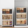 image:imageExtra Large Stackable Storage Bins Lockable Storage Bins with Lids Folding Storage box with Doors and Wheels Collapsible Plastic Drawers for Home Garage Office 4 Black MediumWhite