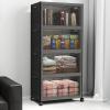 image:imageExtra Large Stackable Storage Bins Lockable Storage Bins with Lids Folding Storage box with Doors and Wheels Collapsible Plastic Drawers for Home Garage Office 4 Black MediumBlack