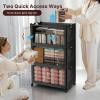 image:imageExtra Large Stackable Storage Bins Lockable Storage Bins with Lids Folding Storage box with Doors and Wheels Collapsible Plastic Drawers for Home Garage Office 4 Black MediumBlack