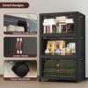 image:imageExtra Large Stackable Storage Bins Lockable Storage Bins with Lids Folding Storage box with Doors and Wheels Collapsible Plastic Drawers for Home Garage Office 4 Black MediumBlack