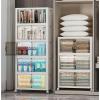 image:imageExtra Large Stackable Storage Bins Lockable Storage Bins with Lids Folding Storage box with Doors and Wheels Collapsible Plastic Drawers for Home Garage Office 4 Black MediumWhite