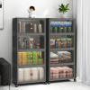 image:imageExtra Large Stackable Storage Bins Lockable Storage Bins with Lids Folding Storage box with Doors and Wheels Collapsible Plastic Drawers for Home Garage Office 4 Black MediumBlack