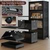 image:imageExtra Large Stackable Storage Bins Lockable Storage Bins with Lids Folding Storage box with Doors and Wheels Collapsible Plastic Drawers for Home Garage Office 4 Black MediumBlack