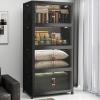 image:imageExtra Large Stackable Storage Bins Lockable Storage Bins with Lids Folding Storage box with Doors and Wheels Collapsible Plastic Drawers for Home Garage Office 4 Black MediumBlack