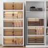 image:imageExtra Large Stackable Storage Bins Lockable Storage Bins with Lids Folding Storage box with Doors and Wheels Collapsible Plastic Drawers for Home Garage Office 4 Black MediumWhite