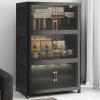 image:imageExtra Large Stackable Storage Bins Lockable Storage Bins with Lids Folding Storage box with Doors and Wheels Collapsible Plastic Drawers for Home Garage Office 4 Black MediumBlack