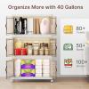 image:imageExtra Large Stackable Storage Bins Lockable Storage Bins with Lids Folding Storage box with Doors and Wheels Collapsible Plastic Drawers for Home Garage Office 4 Black MediumWhite