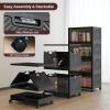 image:imageExtra Large Stackable Storage Bins Lockable Storage Bins with Lids Folding Storage box with Doors and Wheels Collapsible Plastic Drawers for Home Garage Office 4 Black MediumBlack