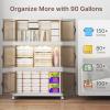 image:imageExtra Large Stackable Storage Bins Lockable Storage Bins with Lids Folding Storage box with Doors and Wheels Collapsible Plastic Drawers for Home Garage Office 4 Black MediumWhite