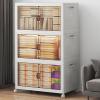image:imageExtra Large Stackable Storage Bins Lockable Storage Bins with Lids Folding Storage box with Doors and Wheels Collapsible Plastic Drawers for Home Garage Office 4 Black MediumWhite