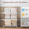 image:imageExtra Large Stackable Storage Bins Lockable Storage Bins with Lids Folding Storage box with Doors and Wheels Collapsible Plastic Drawers for Home Garage Office 4 Black MediumWhite