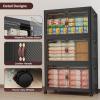 image:imageExtra Large Stackable Storage Bins Lockable Storage Bins with Lids Folding Storage box with Doors and Wheels Collapsible Plastic Drawers for Home Garage Office 4 Black MediumBlack