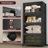 image:imageExtra Large Stackable Storage Bins Lockable Storage Bins with Lids Folding Storage box with Doors and Wheels Collapsible Plastic Drawers for Home Garage Office 4 Black MediumBlack