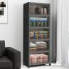 image:imageExtra Large Stackable Storage Bins Lockable Storage Bins with Lids Folding Storage box with Doors and Wheels Collapsible Plastic Drawers for Home Garage Office 4 Black MediumBlack