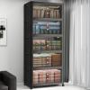 image:imageExtra Large Stackable Storage Bins Lockable Storage Bins with Lids Folding Storage box with Doors and Wheels Collapsible Plastic Drawers for Home Garage Office 4 Black MediumBlack