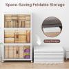 image:imageExtra Large Stackable Storage Bins Lockable Storage Bins with Lids Folding Storage box with Doors and Wheels Collapsible Plastic Drawers for Home Garage Office 4 Black MediumWhite