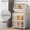 image:imageExtra Large Stackable Storage Bins Lockable Storage Bins with Lids Folding Storage box with Doors and Wheels Collapsible Plastic Drawers for Home Garage Office 4 Black MediumWhite
