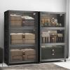 image:imageExtra Large Stackable Storage Bins Lockable Storage Bins with Lids Folding Storage box with Doors and Wheels Collapsible Plastic Drawers for Home Garage Office 4 Black MediumBlack