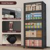 image:imageExtra Large Stackable Storage Bins Lockable Storage Bins with Lids Folding Storage box with Doors and Wheels Collapsible Plastic Drawers for Home Garage Office 4 Black MediumBlack