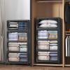 image:imageExtra Large Stackable Storage Bins with Lids amp Wheels amp DoorFoldable Collapsible Closet Organizers Plastic containers drawers for bedroom Dorm Dark160qt 4Pack with 1 top lidDark52qt