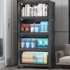 image:imageExtra Large Stackable Storage Bins with Lids amp Wheels amp DoorFoldable Collapsible Closet Organizers Plastic containers drawers for bedroom Dorm Dark160qt 4Pack with 1 top lidDark52qt