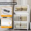 image:imageExtra Large Stackable Storage Bins with Lids amp Wheels amp DoorFoldable Collapsible Closet Organizers Plastic containers drawers for bedroom Dorm Dark160qt 4Pack with 1 top lidWhite160QT