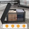 image:imageExtra Large Stackable Storage Bins with Lids amp Wheels amp DoorFoldable Collapsible Closet Organizers Plastic containers drawers for bedroom Dorm Dark160qt 4Pack with 1 top lidDark52qt