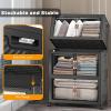 image:imageExtra Large Stackable Storage Bins with Lids amp Wheels amp DoorFoldable Collapsible Closet Organizers Plastic containers drawers for bedroom Dorm Dark160qt 4Pack with 1 top lidDark112QT