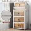 image:imageExtra Large Stackable Storage Bins with Lids amp Wheels amp DoorFoldable Collapsible Closet Organizers Plastic containers drawers for bedroom Dorm Dark160qt 4Pack with 1 top lidWhite165QT