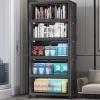 image:imageExtra Large Stackable Storage Bins with Lids amp Wheels amp DoorFoldable Collapsible Closet Organizers Plastic containers drawers for bedroom Dorm Dark160qt 4Pack with 1 top lidDark52qt