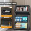 image:imageExtra Large Stackable Storage Bins with Lids amp Wheels amp DoorFoldable Collapsible Closet Organizers Plastic containers drawers for bedroom Dorm Dark160qt 4Pack with 1 top lidDark52qt