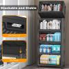 image:imageExtra Large Stackable Storage Bins with Lids amp Wheels amp DoorFoldable Collapsible Closet Organizers Plastic containers drawers for bedroom Dorm Dark160qt 4Pack with 1 top lidDark52qt
